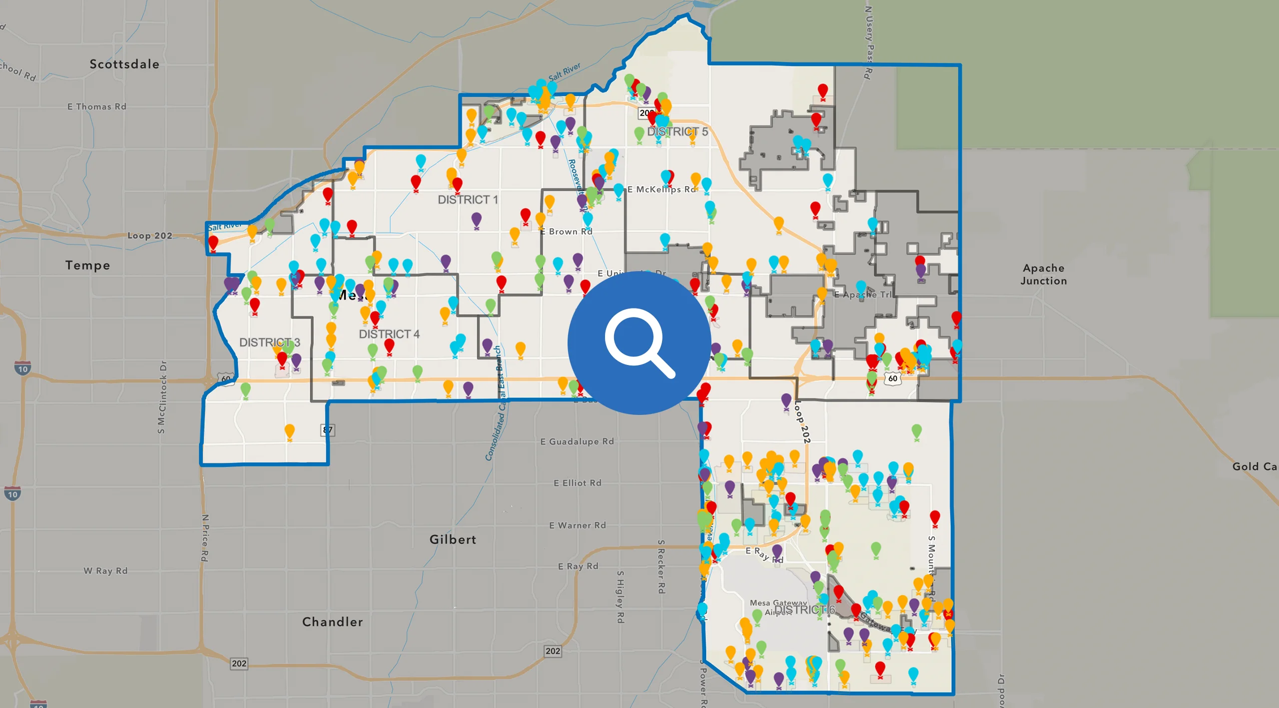 City of Mesa Arizona Active Development Sites Map