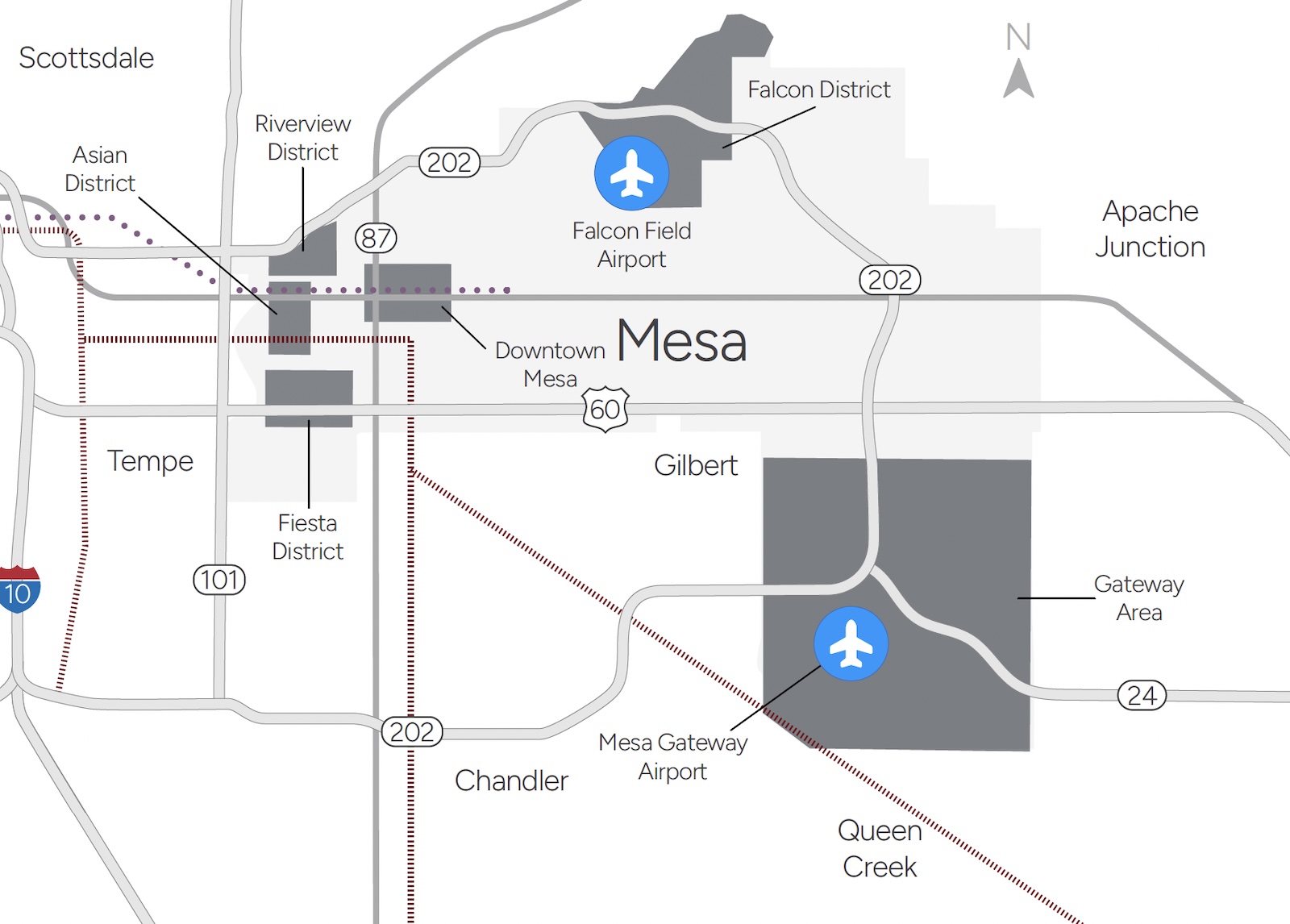 Mesa Business Districts Map